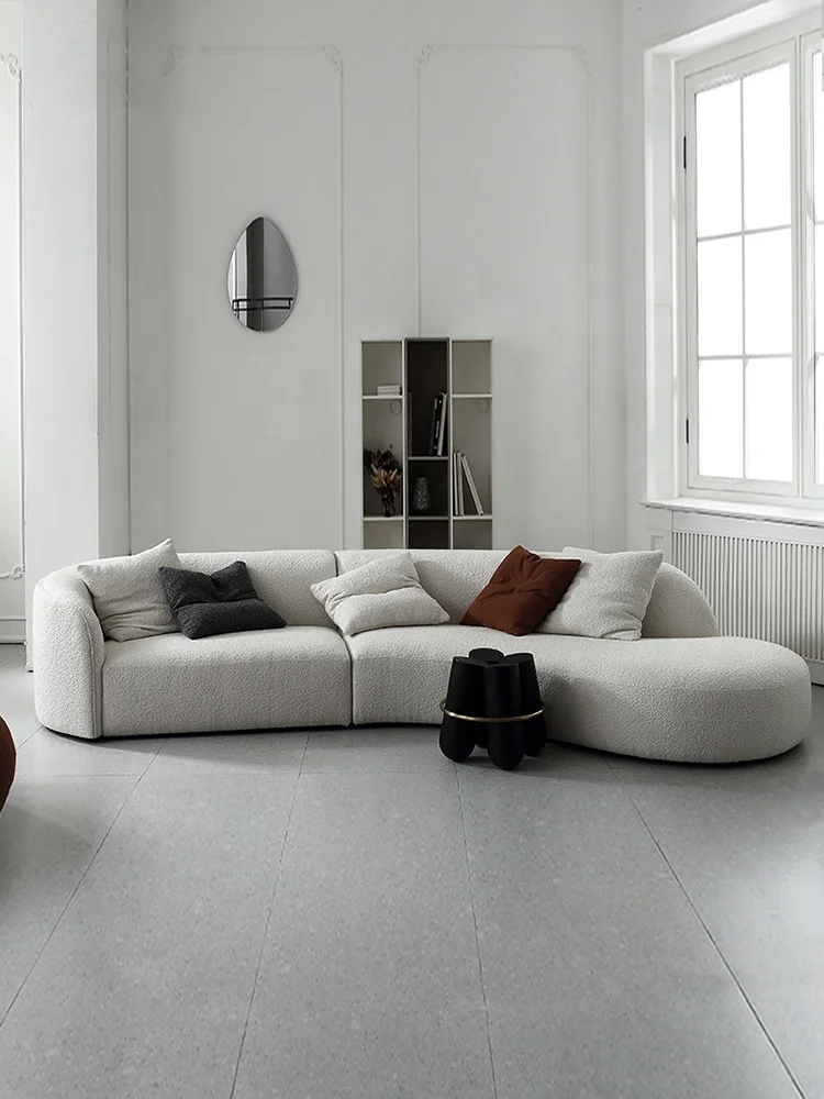 Cheap hot selling fabric sofa Nordic modern  living room special-shaped corner club small apartment curved sofa