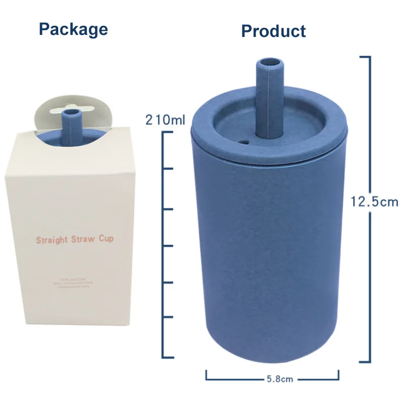 baby training cup leak free and reusable straw free of bisphenol A customized environmentally friendly baby cup, silicone cup
