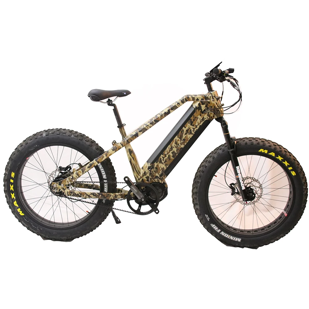 Camouflage Belt Drive ebike Fat Tire electric bike E-bike fatbike 48v 1000w Mid Drive G510 Motor Two Battery  electric