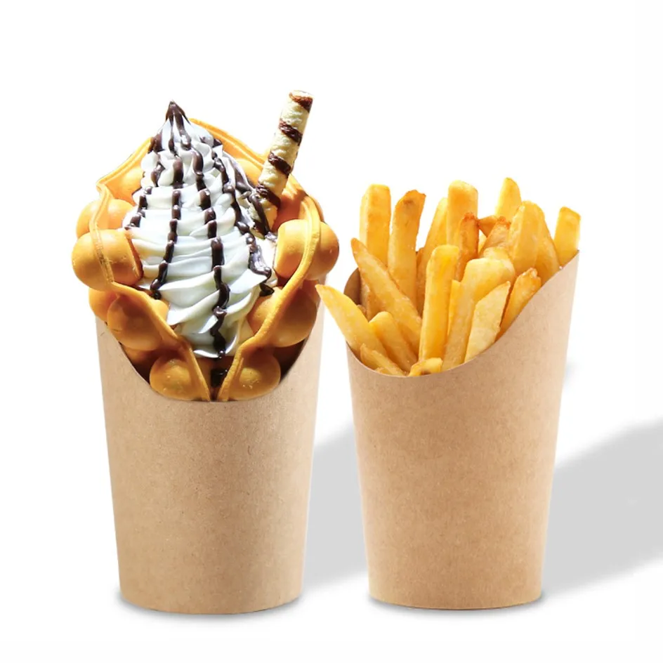 
Customized disposable take away paper french fries cup snack box container 