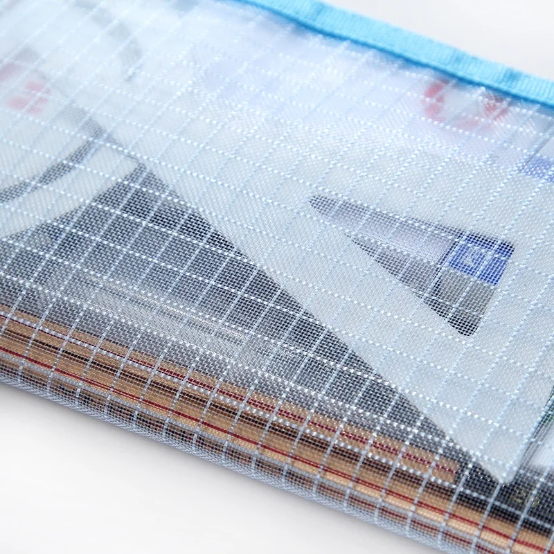 Student test dedicated portable large capacity stationery simple and transparent mesh pen pouch storage pencil bag custom