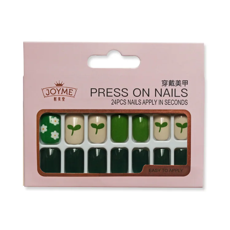 NEWAIR hot selling nail tips short square full cover false fingernail rainbow pattern press on abs false nails tips