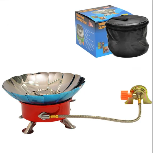 Outdoor multifunctional windproof lotus burner camping picnic portable gas stove