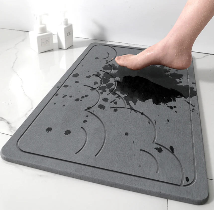 Eco-Friendly Bath Mat Stone quick dry household  diatomite absorbent bathmat