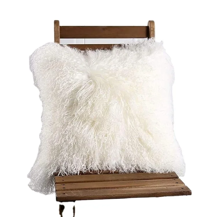 Natural Mongolian sheepskin real wool Fur Pillowcase Wool Cushion Cover For Sofa Bedroom