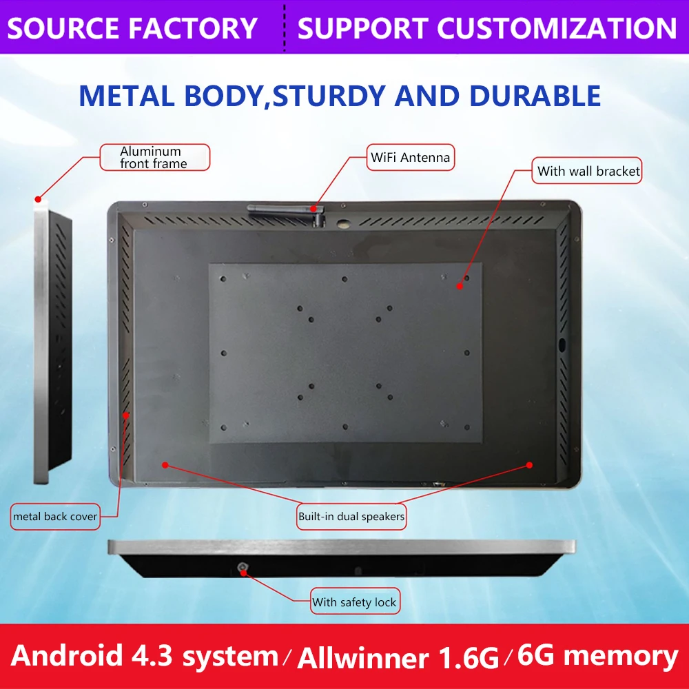 Veified Factory 18.5/21.5/23.6/27 Advertising Player Digital Signage Android Player Wall-mounted touch screen monitors
