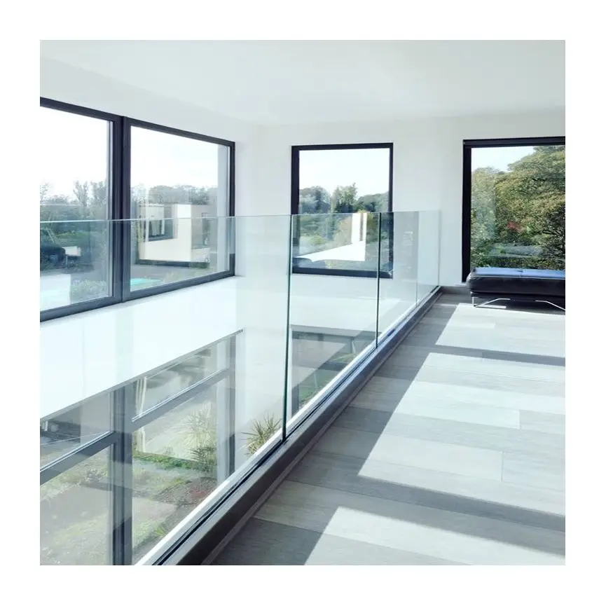 ACE glass balcony panels aluminum U channel balustrade aluminum base for stair railing
