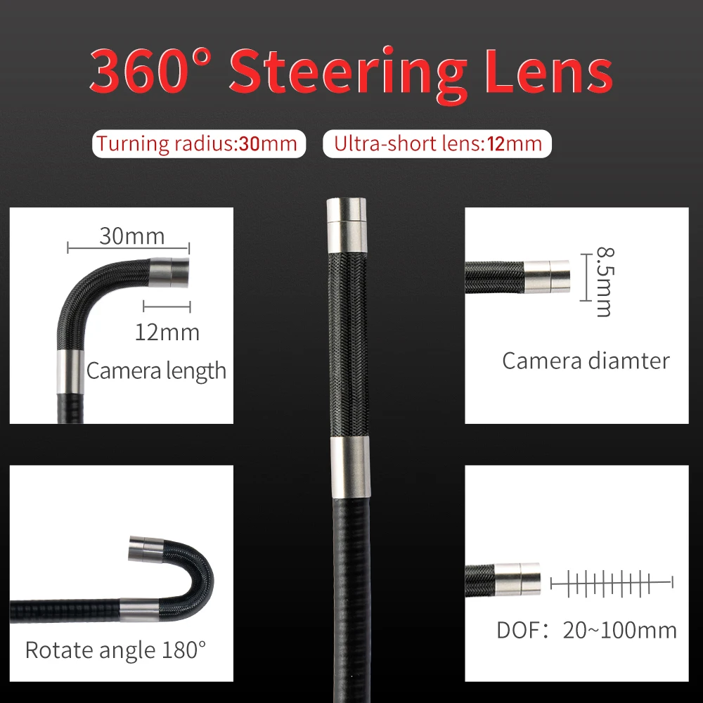 Hot Selling 2Mp Borescope Camera With 4.3Inch Ip67 Waterproof Screen Industrial Video Endoscope For Android