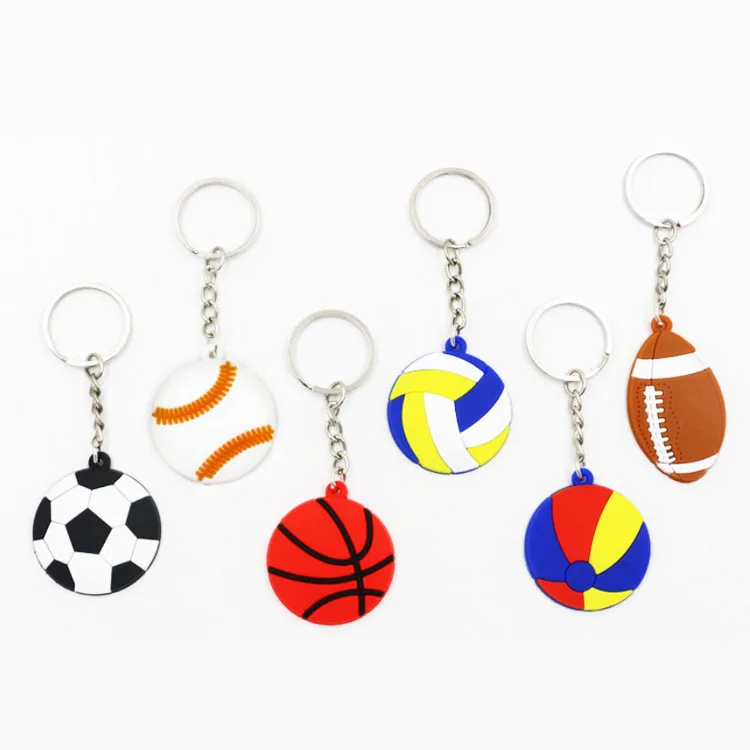 Wholesale Cheap PVC key chain football basketball volleyball baseball beach ball rugby key chain