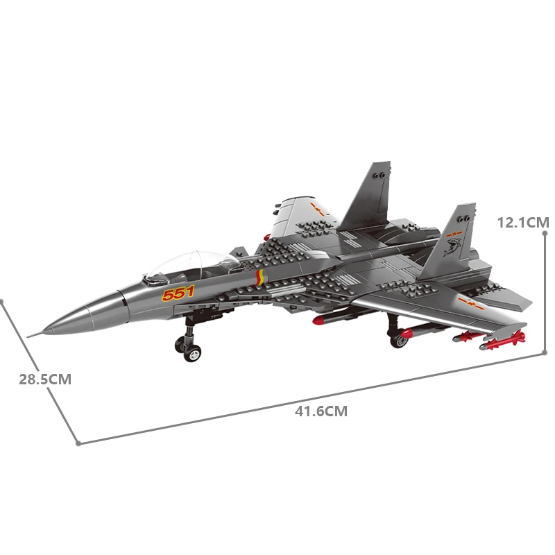 4001 Military Series Flying Shark Carrier Based Fighter Model Compatible Small Particle Blocks Kids Educational Build Block Toy