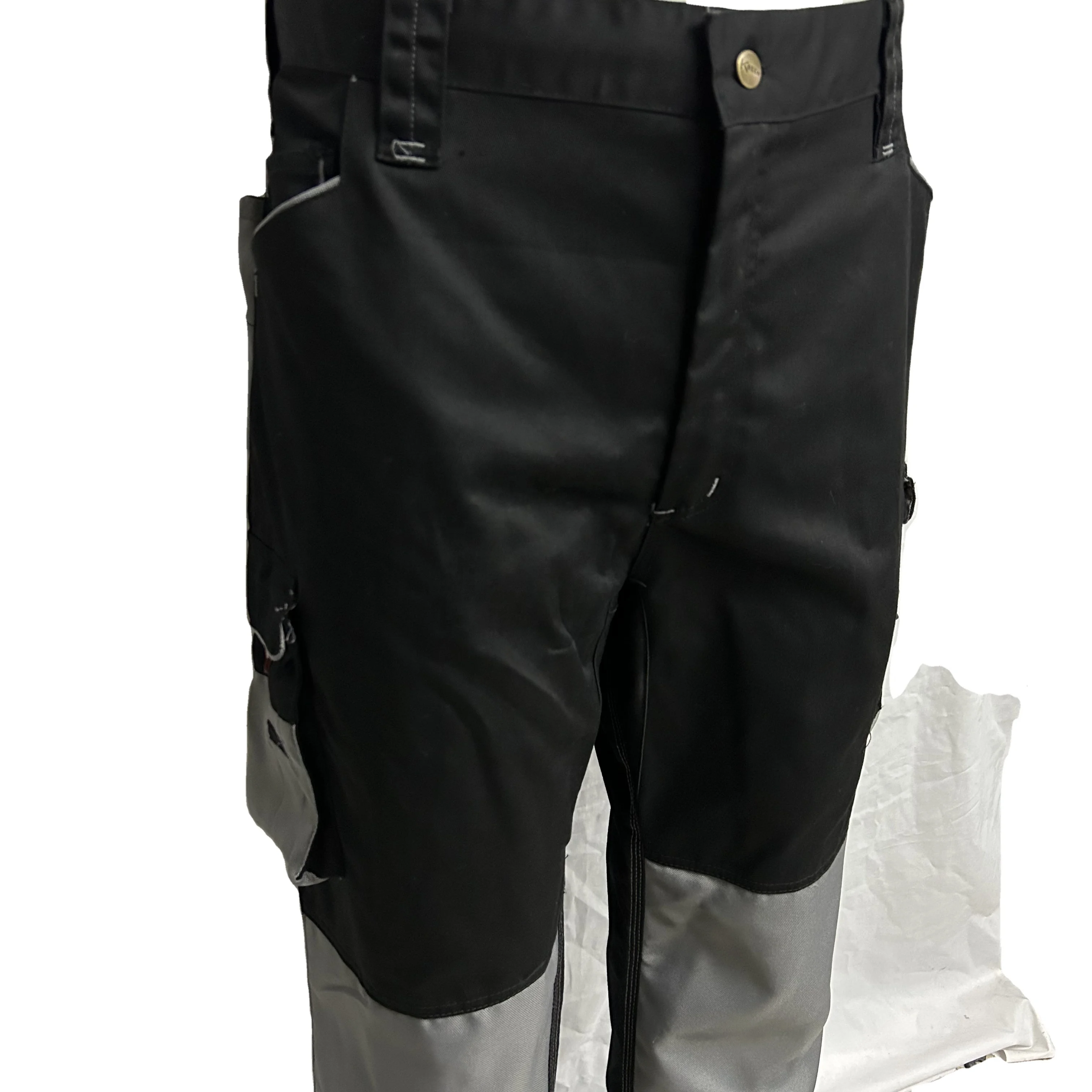 Heavyweight 100% Cotton Multi Pockets Work Trousers OEM Black Workwear Uniforms Custom Cargo Pants For Men With Knee Pads