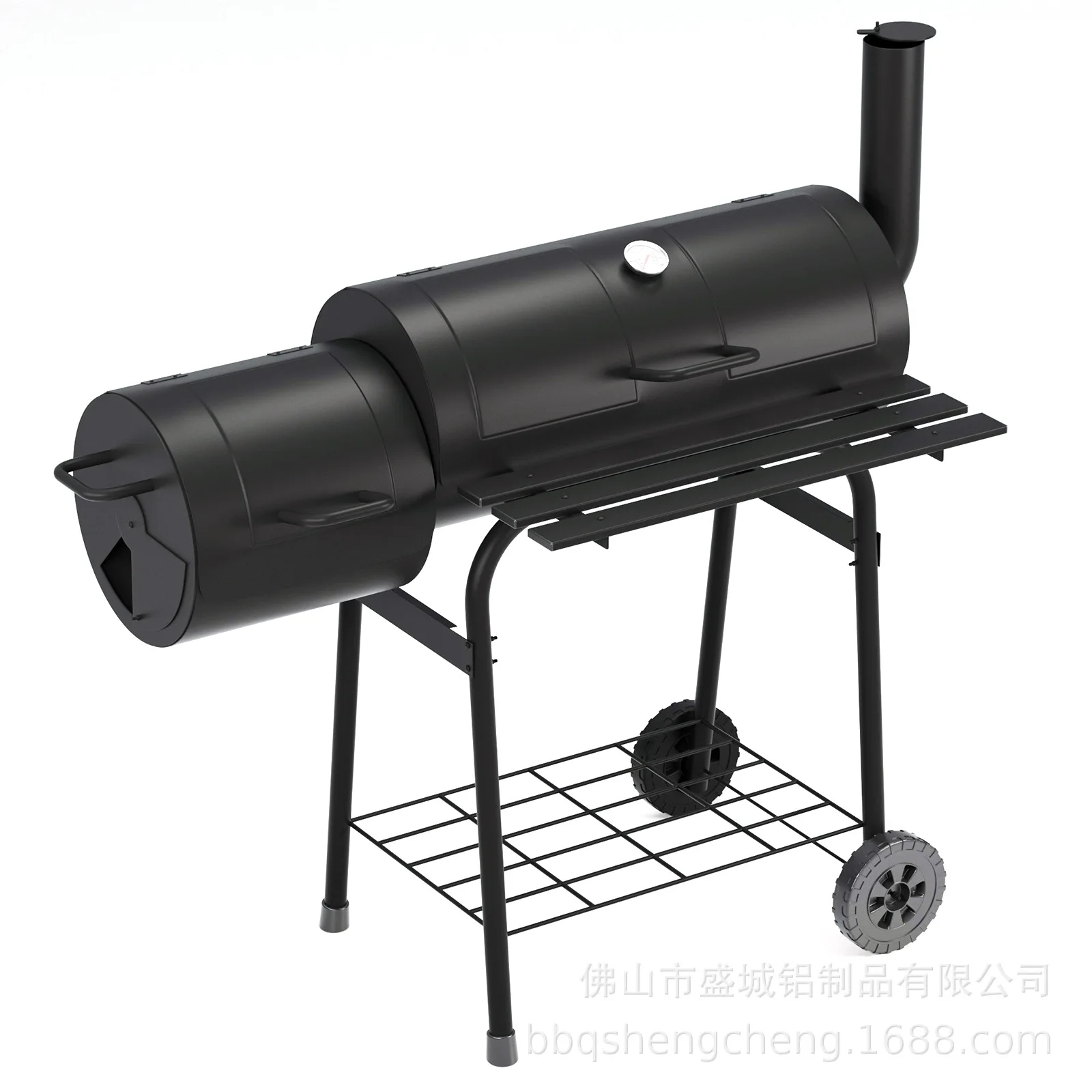 Outdoor Barbecue Trolley Smoker Big Oil Drum Grill Barrel Bbq Charcoal Grill With Folding Side and Front Table
