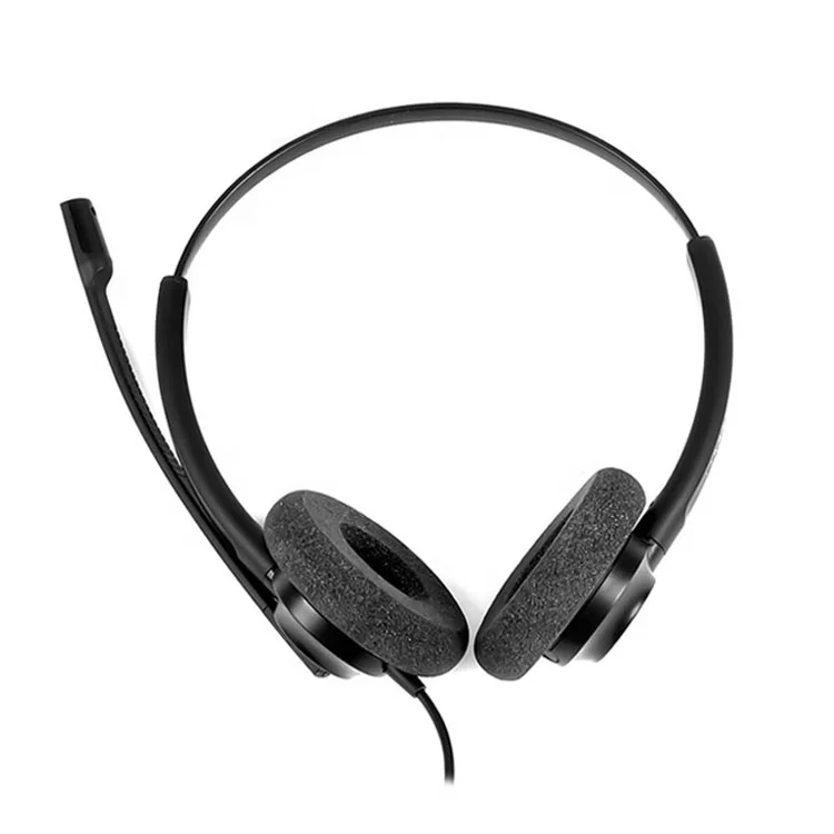 OEM Professional Computer Headphone Two Jack with Microphone Wired Earphones Call Center Headsets