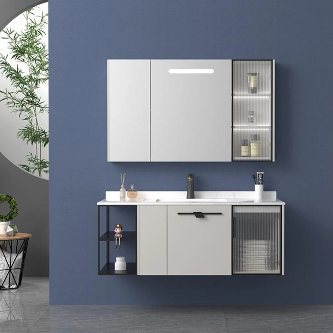 120CM Led Mirror Single Sink Wall Hung Makeup Bathroom Vanity Top Marble