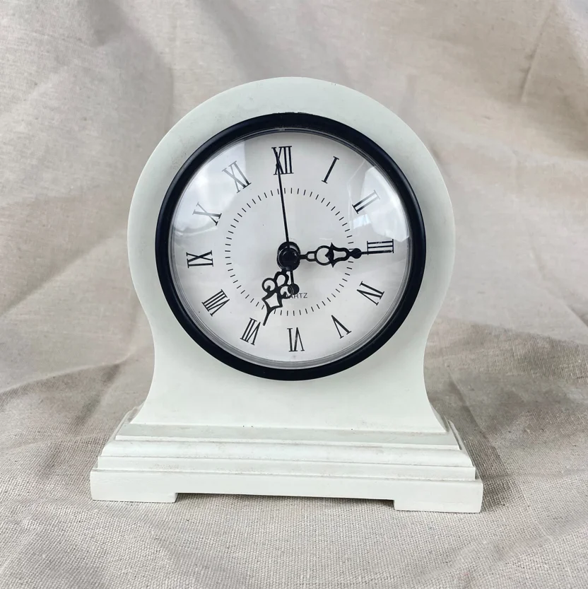 Country Roman Numerals Tabletop decoration Clock Battery Operated Rustic Farmhouse Farmstead Wooden Decor Art Wood Base Clock