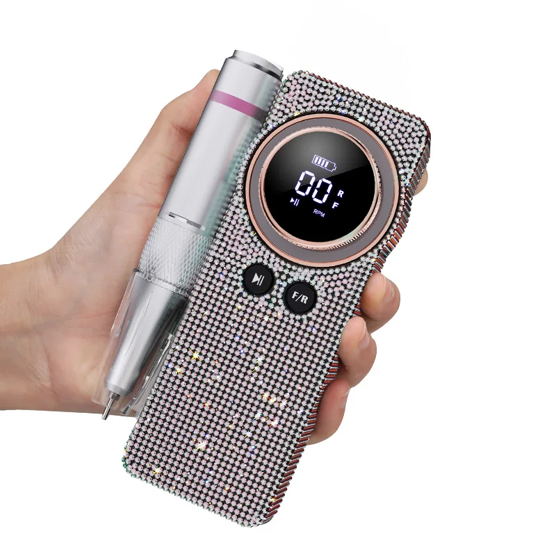 35000 RPM High Speed  Nail Drill Machine Diamond Shiny Professional E-File Rechargeable Removal Ceramic Bits for Salon and Home