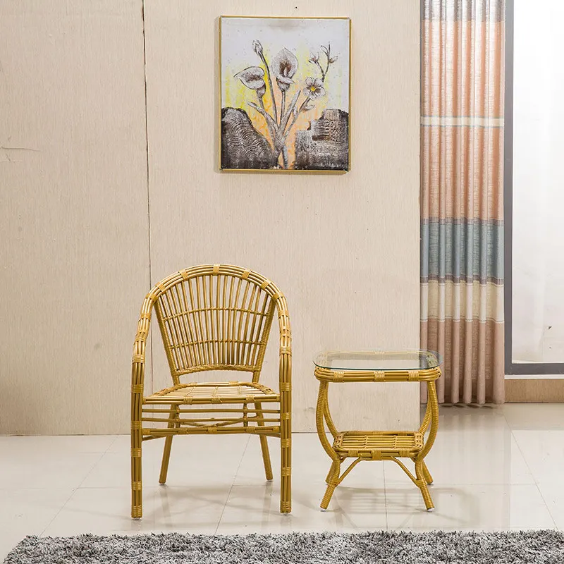 Hot summer cool rattan bamboo beautiful solid durable table and chair set