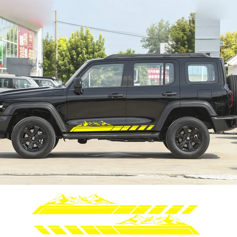 2pcs Car Stickers Door Side Mountains Stripes Graphics Vinyl Decals Film For Jeep Wrangler JL JK TJ 2007-2018 2019 2020 2021