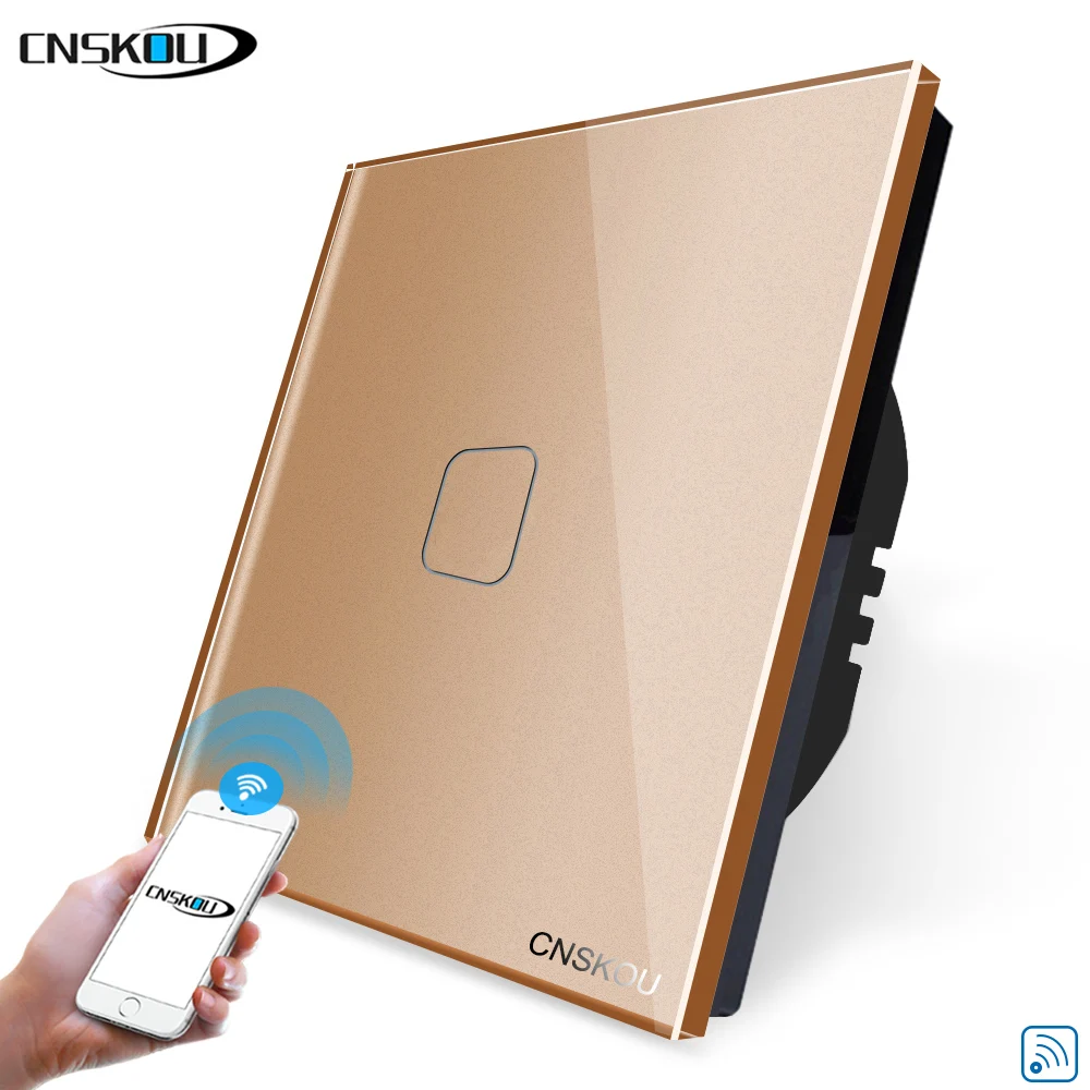 EU/UK Glass smart home automation 230v touch sensor 1 gang 1 way wifi switch