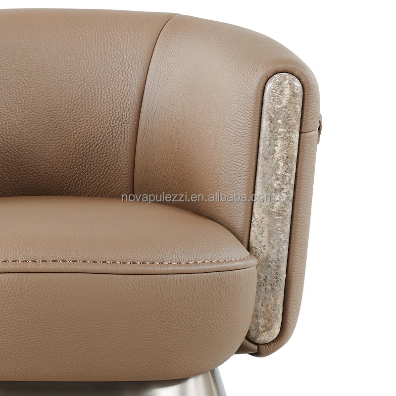 High-end quality thick leather with original stylish design Italian minimalist  luxury villa living room leisure chair