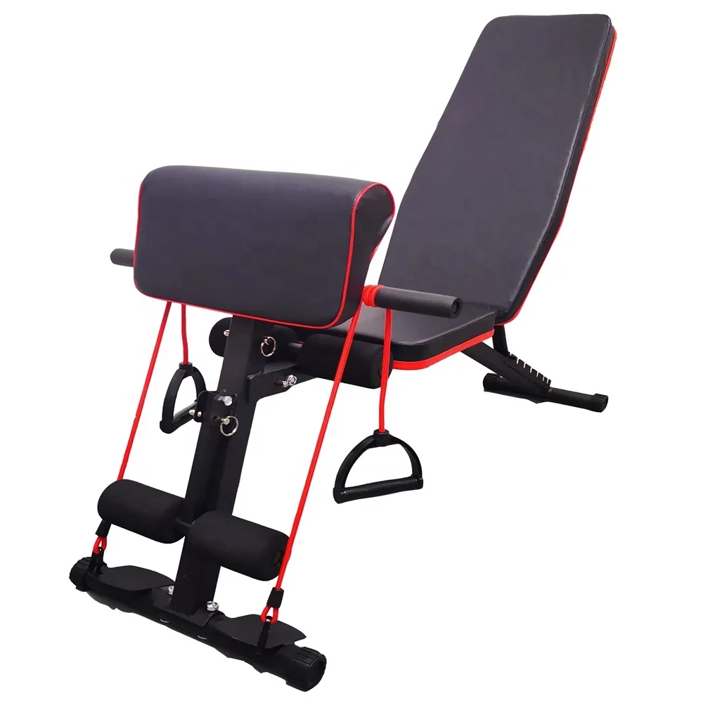 Домашнее оборудование для фитнеса тренажерного зала Складная регулируемая многофункциональная весовая скамья тренировок с изгибом ног