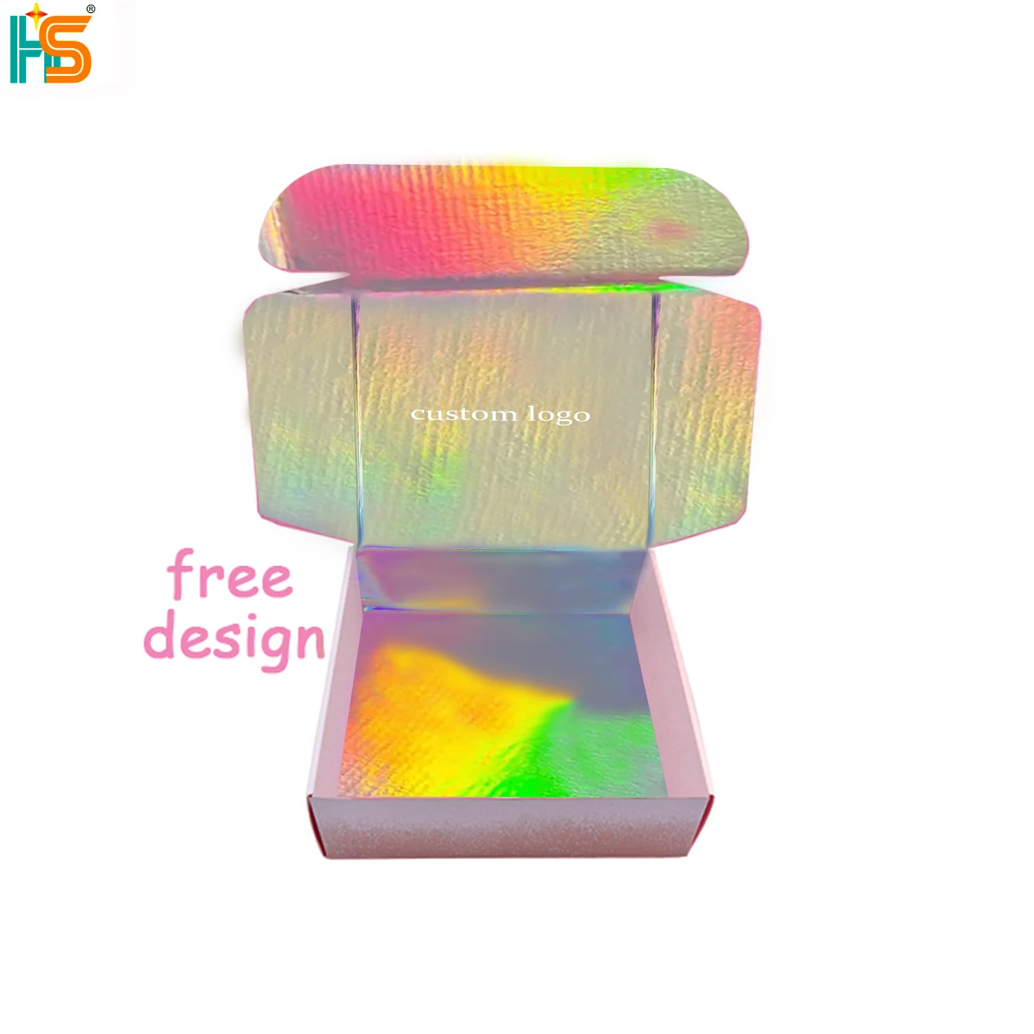 Hot Trending Skincare / Beauty / Cloth Pink  Delivery Mailing Packaging Box Custom Holographic Mailer Box For Shipping