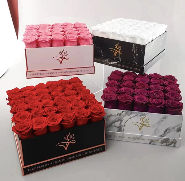 Romantic Luxury Round Packing Natural Flower Forever Preserved Rose For Gift With Box