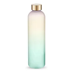 Multiple Gradient Color Motivational Time Marker Leak-Proof Tritan Sport Plastic Water Bottle BPA Free Frosted 1 L 32 Oz Bottle