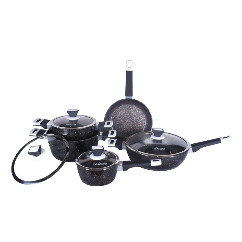 Factory Supply 7pcs  Pressed Aluminum Ceramic Non-stick Coating Cookware Set