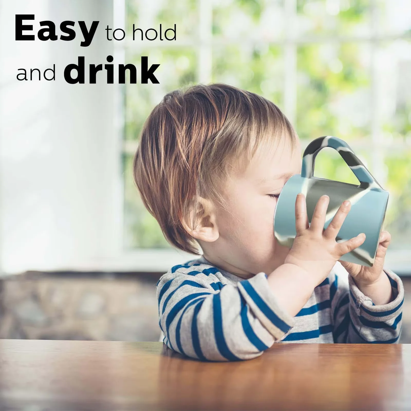 Silicone Drinking Glass with Handle Unbreakable Water Wine Drinking Cup Hot/Cold Drinks, Dishwasher-Microwave-Freezer-Oven Safe