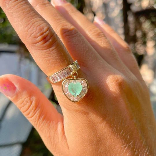 Aotu wholesale conjuntos de jias paraiba tourmaline zirconia semijoia fusion heart jewelry sets