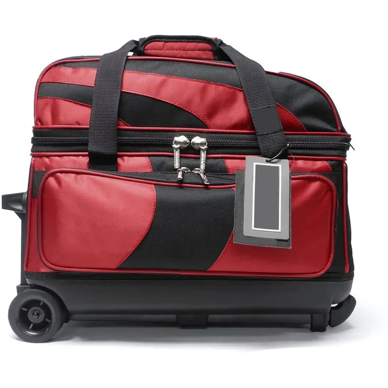 Double Roller 2 Ball Bowling Bag with Large Separate Compartment for Bowling Shoes (Up To US Mens Size 15) or Accessories