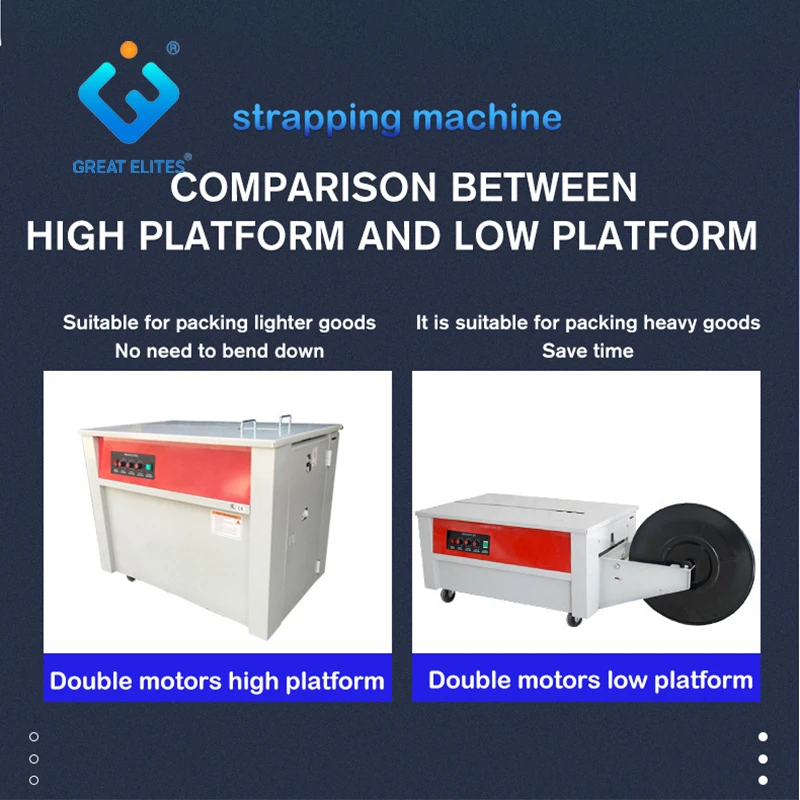 High Table Semi Automatic Strapping Machine Manual Bundle Packing PP Belt Strapping Machine For Carton Box