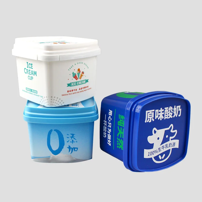 Plastic cups with lids and spoon In-mold Labeled 130ml ice cream cup Customized pp plastic yogurt cup fruit dessert yogurt