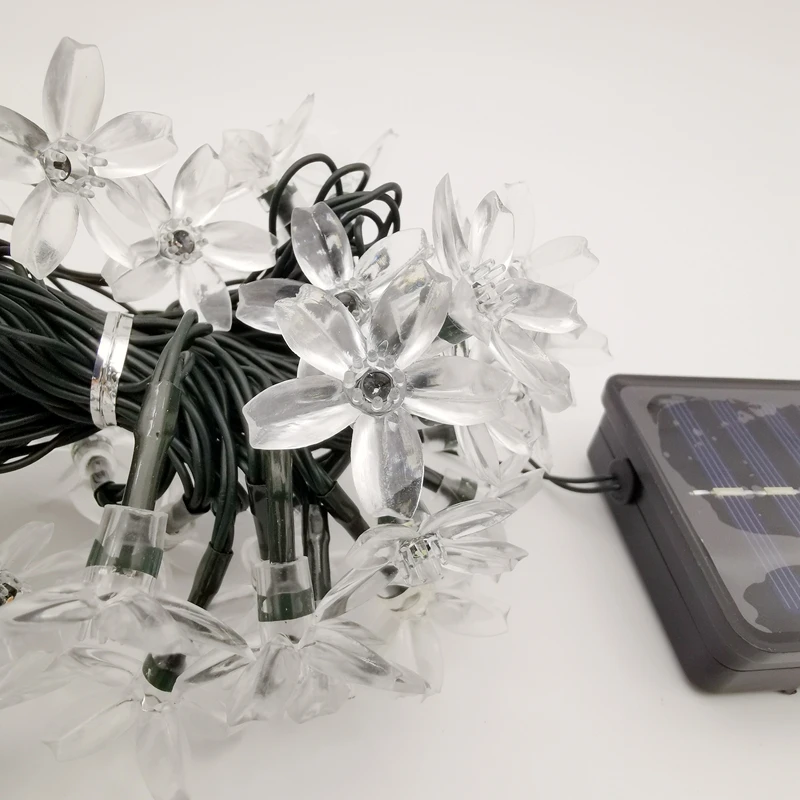 Outdoor LED Bulb Light cherry flower Wedding Party Fairy Curtain 20 LED Christmas Decoration Lights String Solar Garden Light