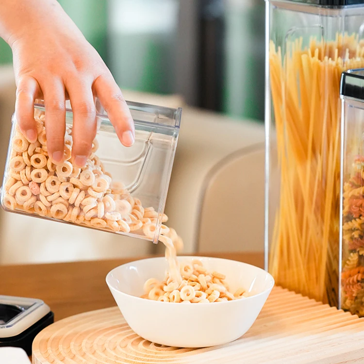 low price large airtight kitchen cookie stackable plastic food container storage jar with transparent top lid