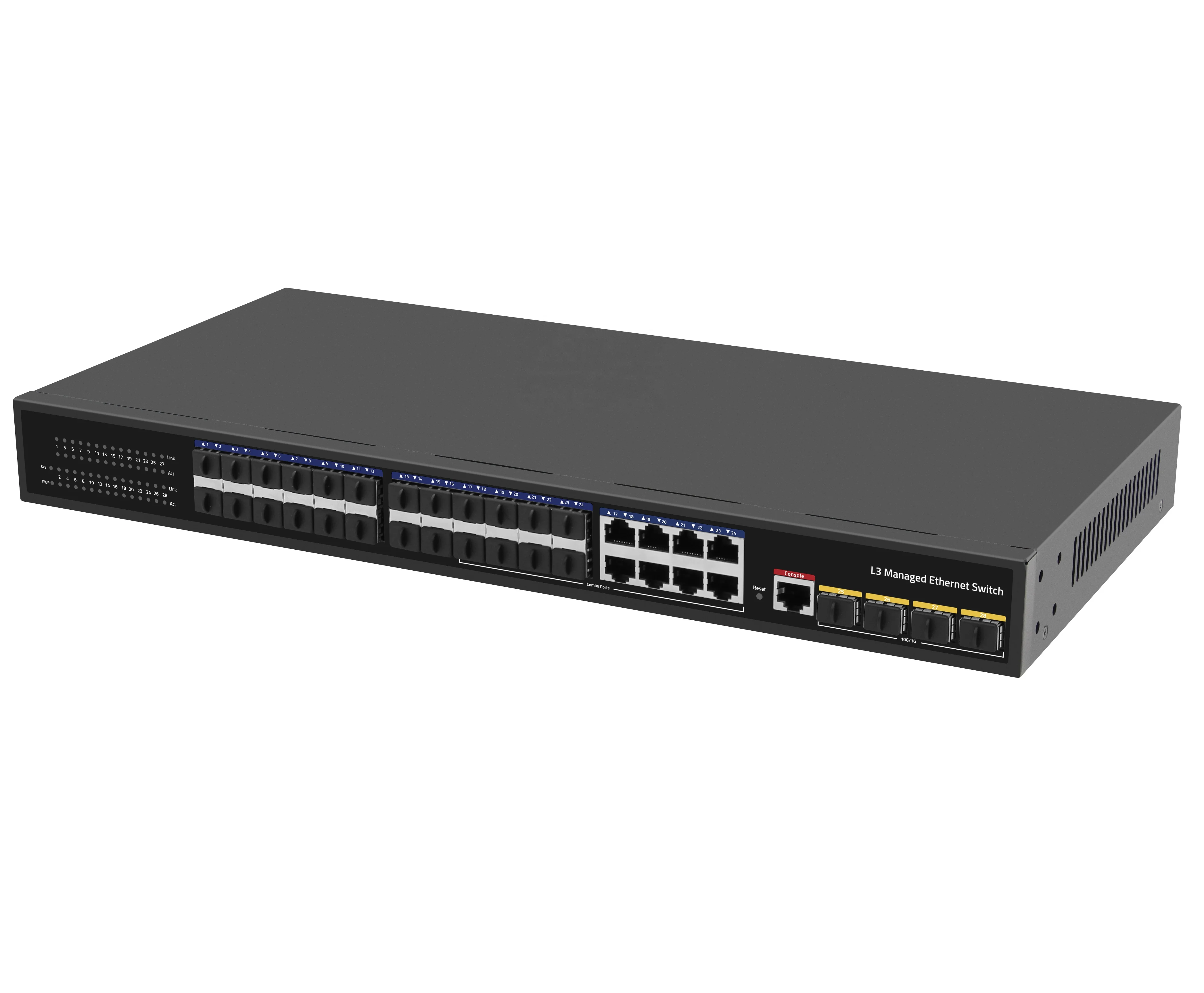 28 портов 10G Uplink 24 портами Gigabit слой 3 управляемый