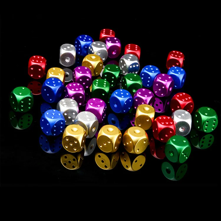 Wholesale Metal Aluminium Story Dice For Ludo Game Bulk Colored 16mm Precision Dice In Case