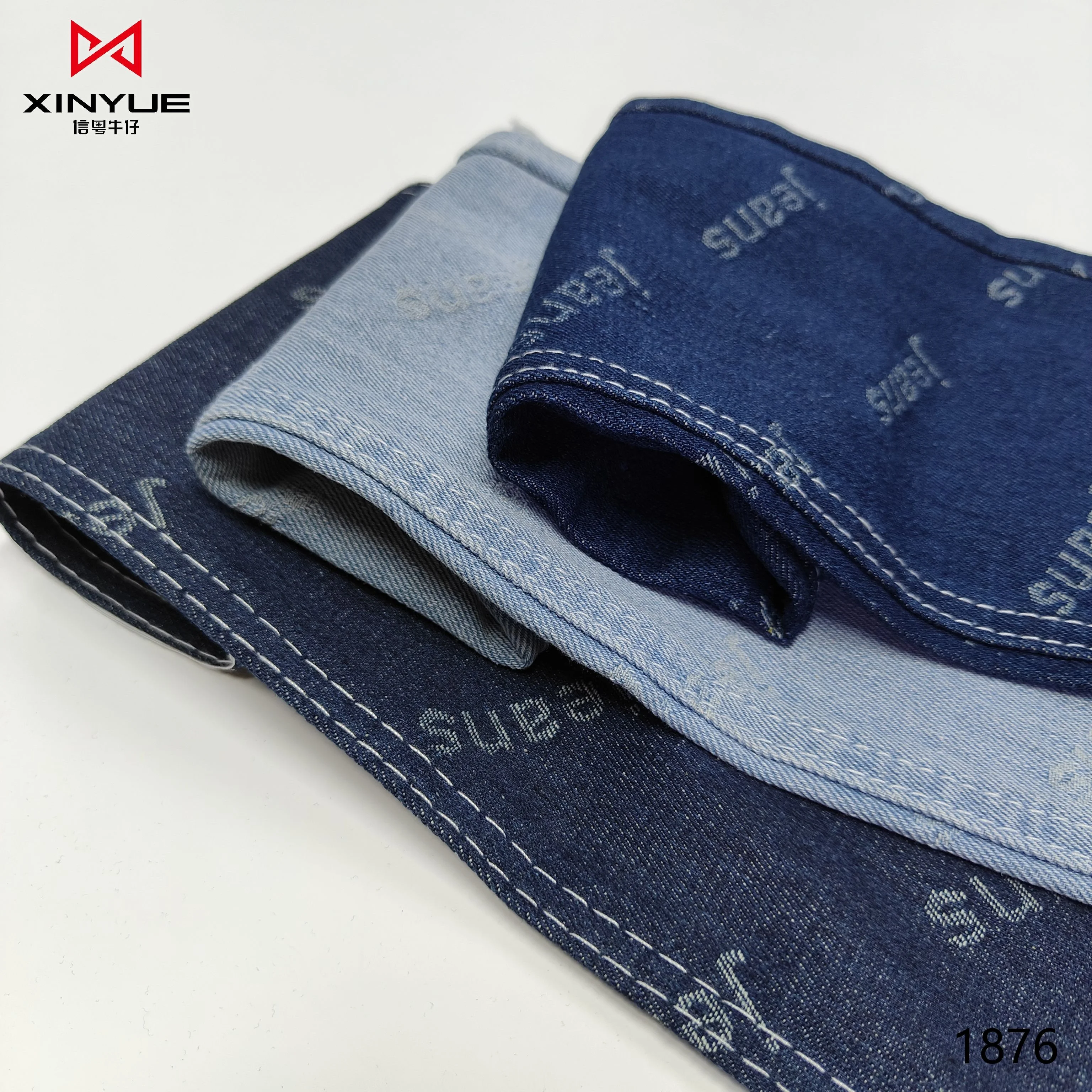 Hot sale product plain imitated cotton embroidery jean fabric sherpa shu velveteen fleece denim fabric for blanket