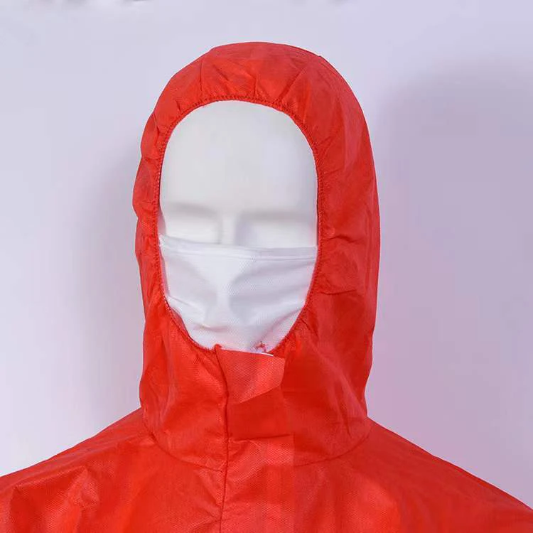TYPE 3/4/5/6B OEM Disposable Chemical Red 82gsm PP+PE Nonwoven Fabric Coverall