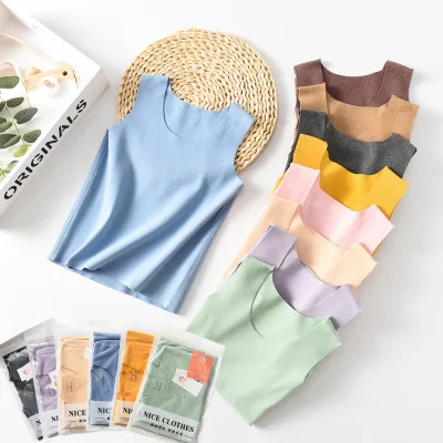 
High Quality 3-18 Years Children Vest Underwear Baby Unisex Seamless Dralon Kids Thermal Tank Top 