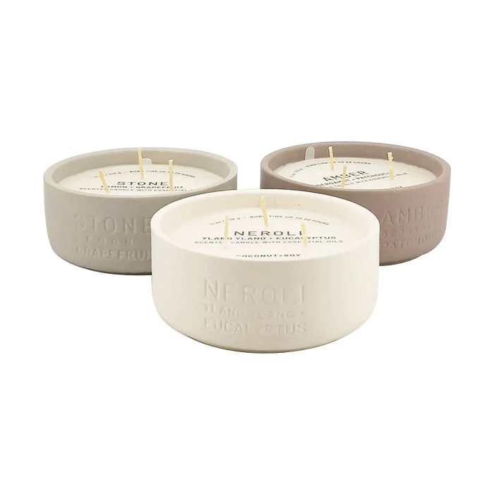 Modern 8 oz Custom Matte 3 Wick Ceramic Empty Candle Jar