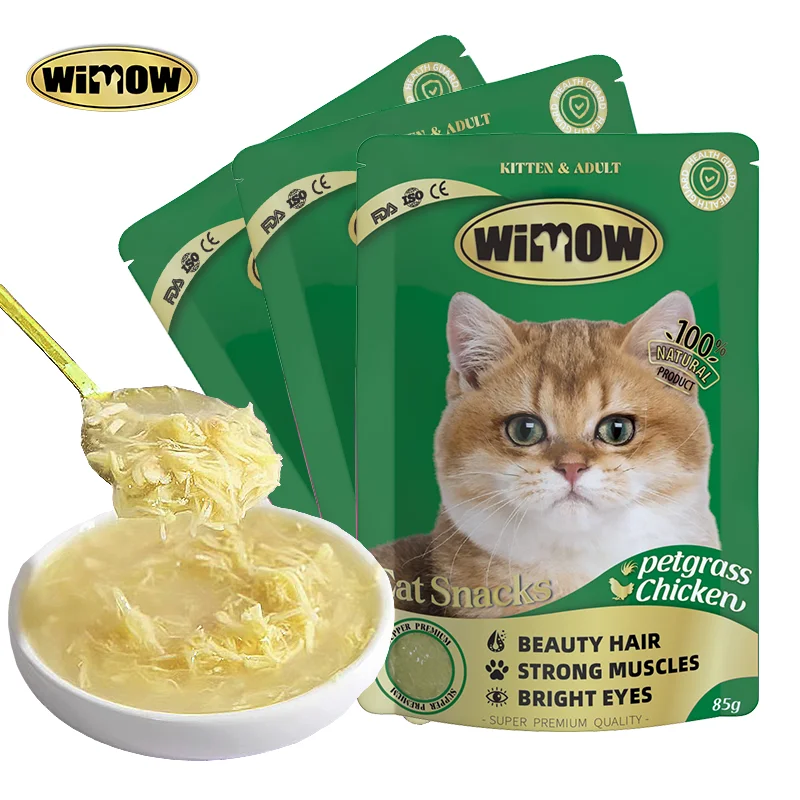 Factory Wholesale Price 85g Pouch Pet Cats Snacks Treats Cat Wet Food Customized High Protein Premium High Nutrition Staple Food