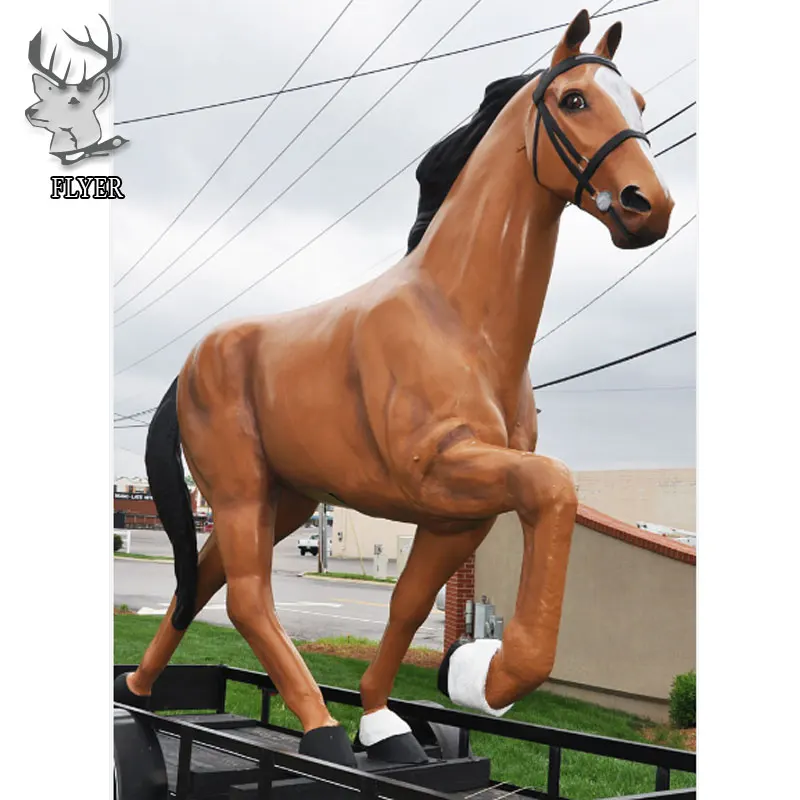 Wholesale Life Size White Horse Sculpture Statue Fiberglass Large Outdoor Running Horse Statues For Outdoor Decoration