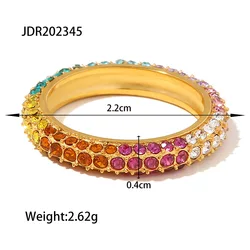 Full Inlaid Color Cubic Zirconia Huggie Hoop Earrings Wholesale Stainless Steel 18k Gold Plated Jewelry Sets Earrings And Ring