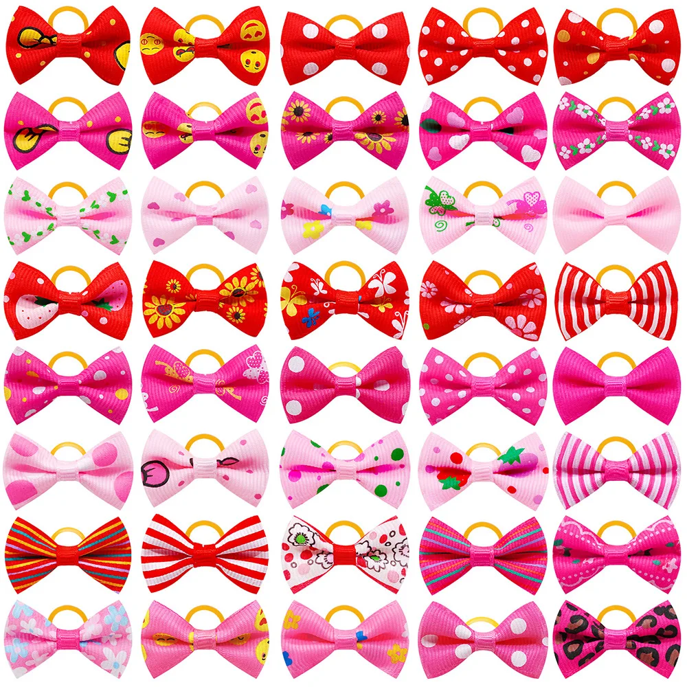 Bulk Puppy Dog Bows Well Made Small Girl Dog Hair Bows Rubber Band