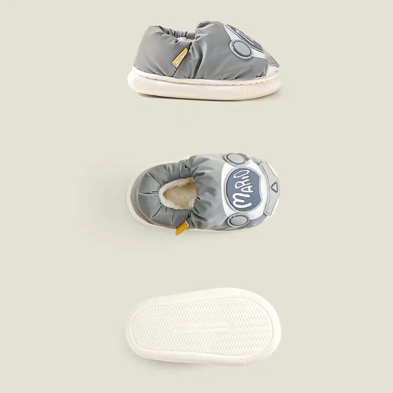 Spaceman Cartoon Boys Girls Anti Slip Thicken Sole Down Cloth Waterproof 2022 Winter Shoes For Kids