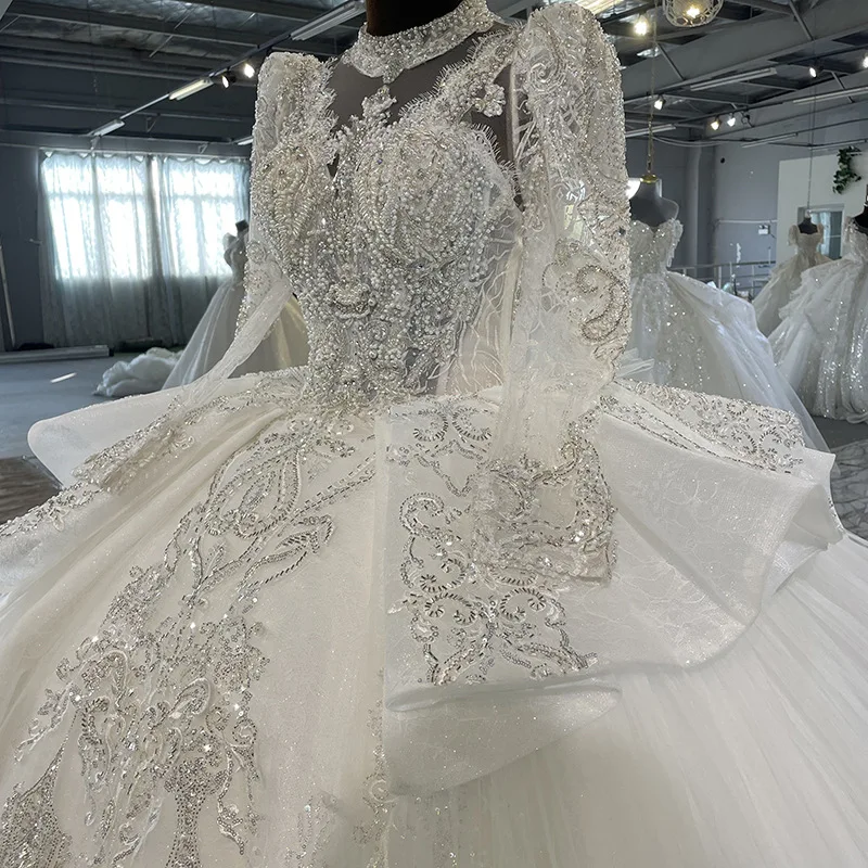 SUNNY Royal Style Girl Luxury Heavy Industry Long Train Wedding Dress