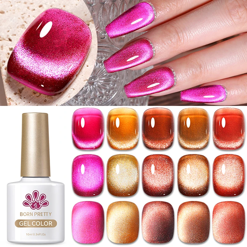 BORN PRETTY 10ml Jelly Amber Cat Magnetic Gel Semi-Transparent Cat Eye Gel Polish Nail Supplies for Nails Salon