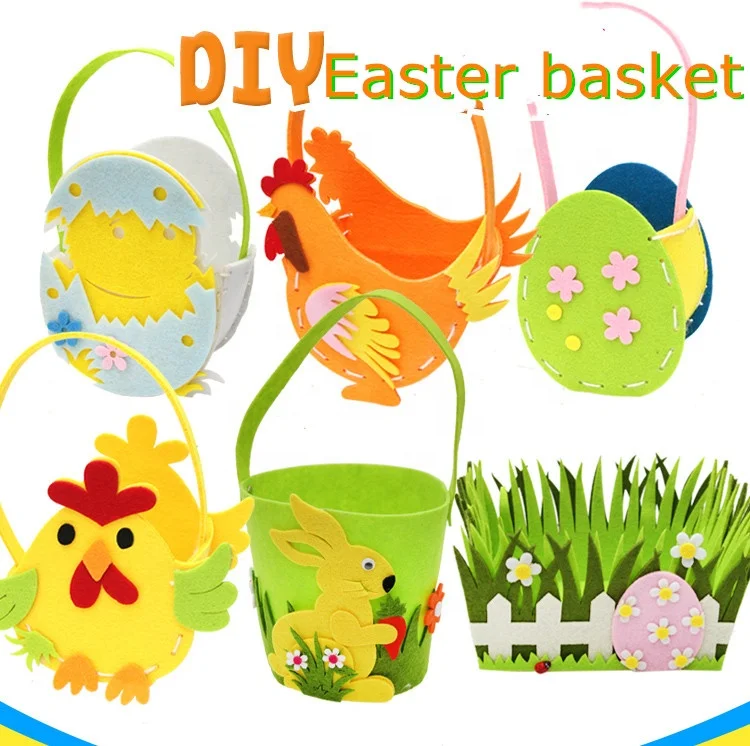 Promotion Custom DIY wholesale canvas kids easter basket bucket bunny decorations with handle